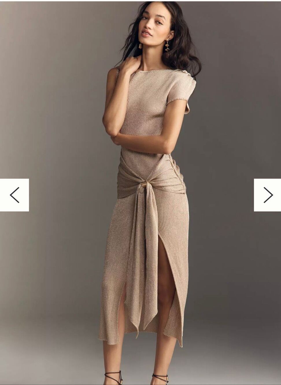 BLITHE Shine Knit Wrap Midi Dress size small $198